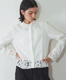 SMILE ORCHID（スマイルオーキッド）の「レースドッキングリネンタッチブラウス（シャツ/ブラウス）」