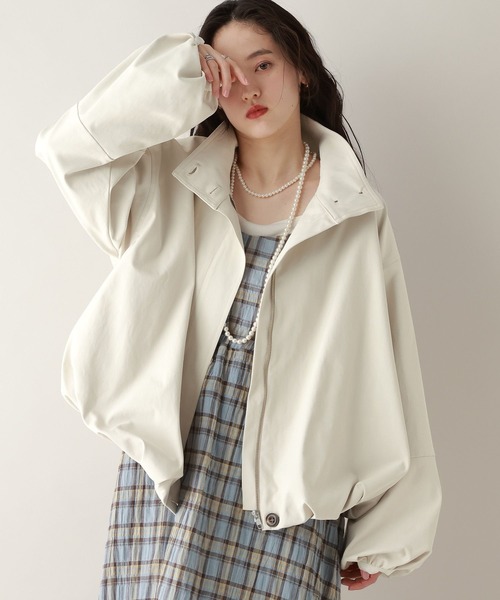 RAGEBLUE（レイジブルー）の「ツイルバルーンスタンドブルゾン（ブルゾン・レディース・ベージュ/ホワイト/ブラック・FREE）」の6枚目の写真