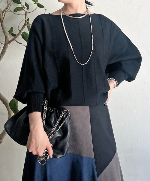 un dix cors（アンディコール）の「弾力ドルマンプルオーバー（ニット/セーター・レディース・オフホワイト/グレー/ブラック・FREE）」の3枚目の写真