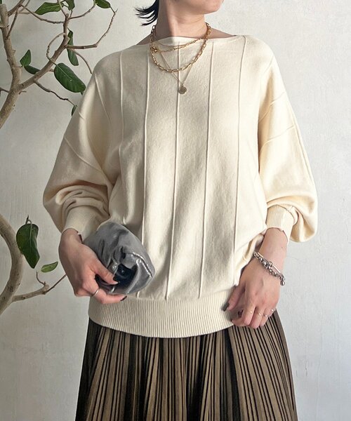 un dix cors（アンディコール）の「弾力ドルマンプルオーバー（ニット/セーター・レディース・オフホワイト/グレー/ブラック・FREE）」の4枚目の写真