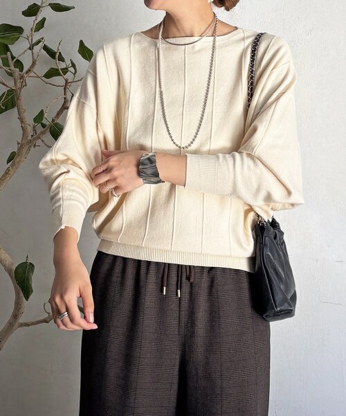 un dix cors（アンディコール）の「弾力ドルマンプルオーバー（ニット/セーター・レディース・オフホワイト/グレー/ブラック・FREE）」の8枚目の写真