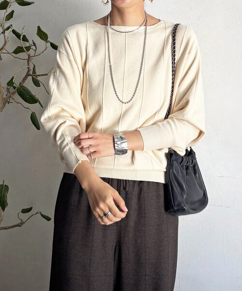 un dix cors（アンディコール）の「弾力ドルマンプルオーバー（ニット/セーター・レディース・オフホワイト/グレー/ブラック・FREE）」の17枚目の写真