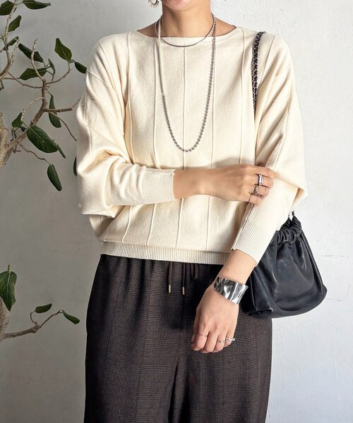 un dix cors（アンディコール）の「弾力ドルマンプルオーバー（ニット/セーター・レディース・オフホワイト/グレー/ブラック・FREE）」の19枚目の写真