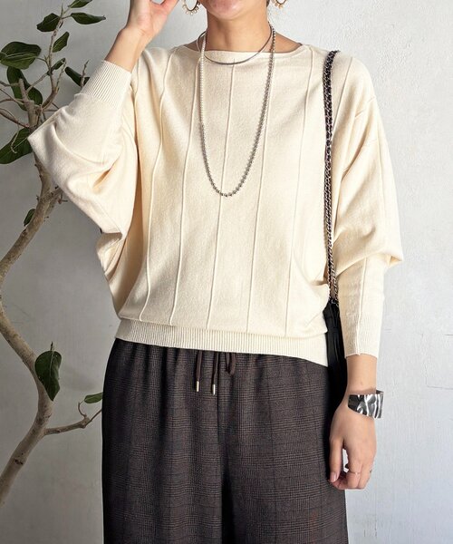 un dix cors（アンディコール）の「弾力ドルマンプルオーバー（ニット/セーター・レディース・オフホワイト/グレー/ブラック・FREE）」の20枚目の写真