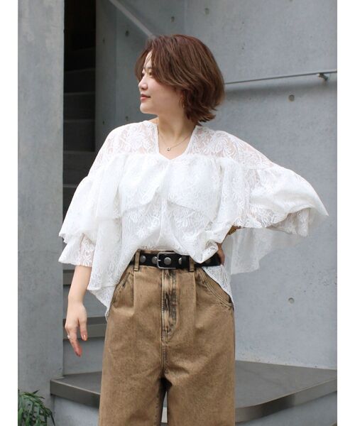 Ungrid(アングリッド)の「フリルデザインブラウス(シャツ/ブラウス・レディース・ブラック/アイボリー/その他1/オレンジ・FREE)」の11枚目の写真