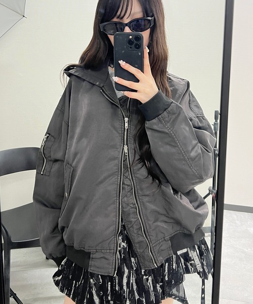 Figments(フィグメンツ)の「フェードフーデッドボンバージャケット(ブルゾン・レディース・ブラック・X-LARGE/LARGE)」の8枚目の写真
