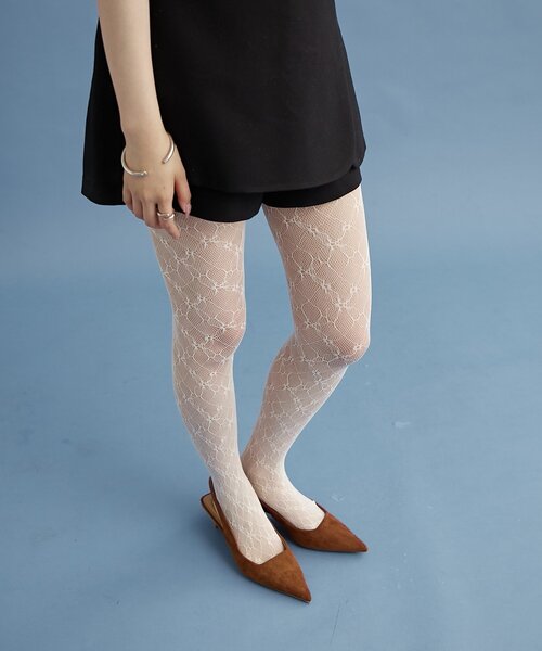 mystic（ミスティック）の「【伸縮性◎】26SSレースタイツ（タイツ/ストッキング・レディース・オフホワイト・ONE SIZE）」の2枚目の写真