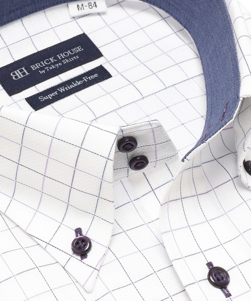 TOKYO SHIRTS（トウキョウシャツ）の「形態安定ノンアイロン ドゥエボットーニ 長袖ビジネスワイシャツ（ビジネスシャツ・メンズ・パープル・首回り37cm-裄丈84cm/首回り39cm-裄丈80cm/首回り41cm-裄丈82cm/首回り41cm-裄丈86cm/首回り42cm-裄丈82cm/首回り42cm-裄丈86cm/首回り43cm-裄丈82cm/首回り43cm-裄丈86cm/首回り37cm-裄丈80cm/首回り39cm-裄丈84cm）」の2枚目の写真