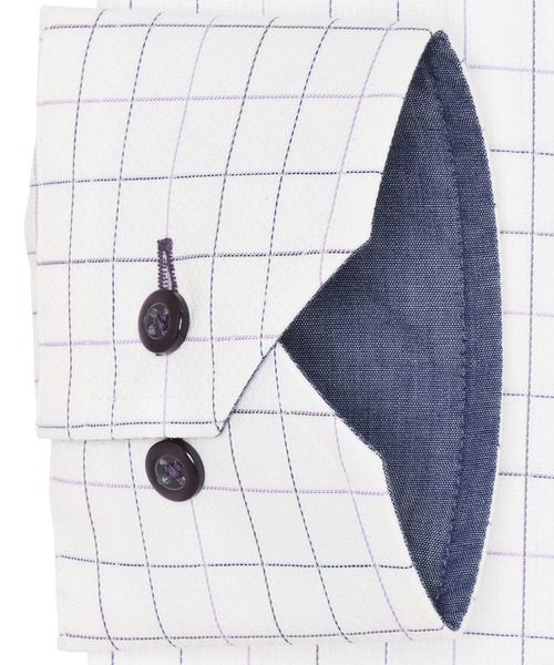 TOKYO SHIRTS（トウキョウシャツ）の「形態安定ノンアイロン ドゥエボットーニ 長袖ビジネスワイシャツ（ビジネスシャツ・メンズ・パープル・首回り37cm-裄丈84cm/首回り39cm-裄丈80cm/首回り41cm-裄丈82cm/首回り41cm-裄丈86cm/首回り42cm-裄丈82cm/首回り42cm-裄丈86cm/首回り43cm-裄丈82cm/首回り43cm-裄丈86cm/首回り37cm-裄丈80cm/首回り39cm-裄丈84cm）」の3枚目の写真