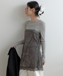 UNE MANSION（ユヌマンション）の「【2026SS新作アイテム】サイドシースルーベルベットランジェリーレイヤードワンピース（ワンピース）」