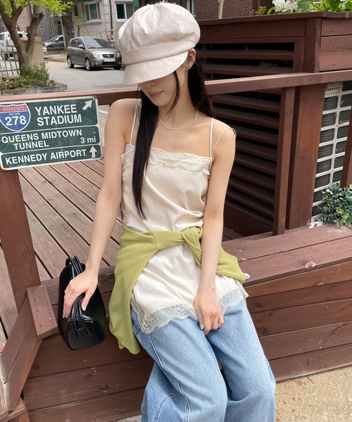 UNE MANSION(ユヌマンション)の「サイドシースルーベルベットランジェリーレイヤードキャミソールワンピース(キャミソール・レディース・グレー/アイボリー・FREE)」の21枚目の写真