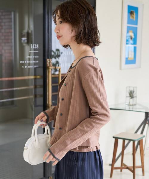 FREAK'S STORE(フリークスストア)の「限定展開 パターン メッシュ フリル キャミ カーデ セット(Tシャツ/カットソー・レディース・ブルー/杢グレー/オフホワイト/ブラック/モカ・フリ-)」の9枚目の写真