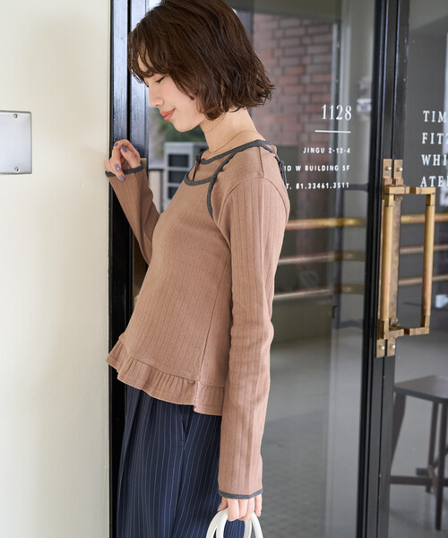 FREAK'S STORE(フリークスストア)の「限定展開 パターン メッシュ フリル キャミ カーデ セット(Tシャツ/カットソー・レディース・ブルー/杢グレー/オフホワイト/ブラック/モカ・フリ-)」の13枚目の写真