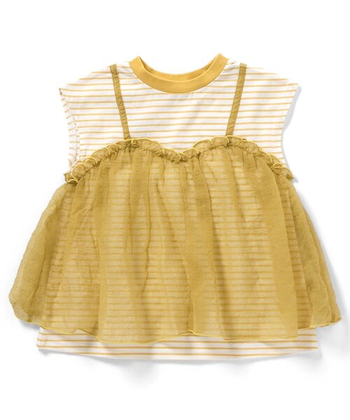 BREEZE（ブリーズ）の「【リンク】チュールフレンチスリーブTシャツ（Tシャツ/カットソー・キッズ・レッド/イエロー/チャコール/オフホワイト・140/130/120/110/100/90/80）」の3枚目の写真