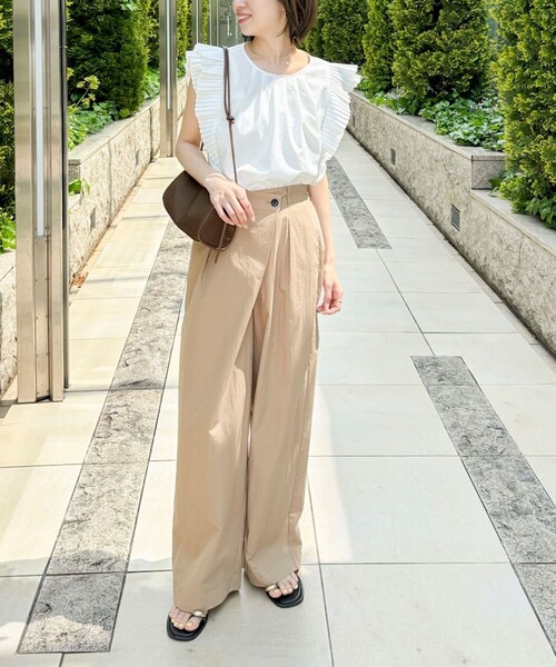 NOLLEY’S（ノーリーズ）の「【一部WEB限定サイズ】ウォッシャブル撥水ワイドラップパンツ（その他パンツ・レディース・ベージュ/ホワイト/ピンク/ブラック・34/36/38/39）」の7枚目の写真