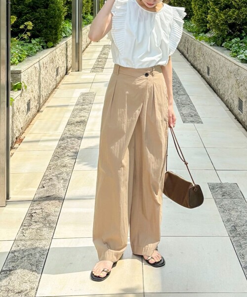 NOLLEY’S（ノーリーズ）の「【一部WEB限定サイズ】ウォッシャブル撥水ワイドラップパンツ（その他パンツ・レディース・ベージュ/ホワイト/ピンク/ブラック・34/36/38/39）」の9枚目の写真