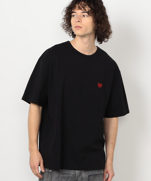 Purple&Yellow（パープルアンドイエロー）の「ハートロゴ刺繍 半袖Tシャツ（Tシャツ/カットソー・メンズ・ホワイト/ブラック・MEDIUM/LARGE）」の2枚目の写真