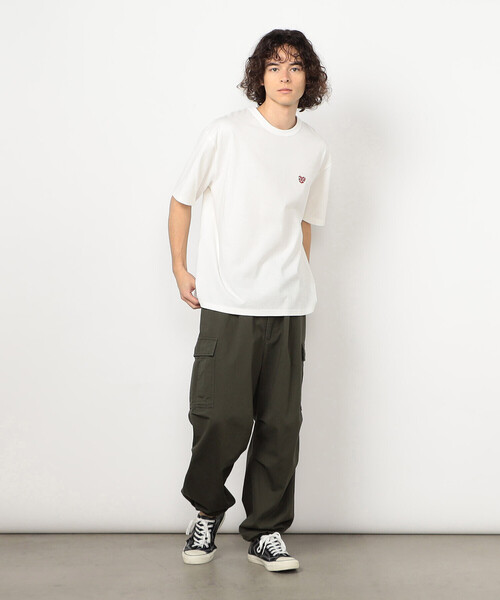 Purple&Yellow（パープルアンドイエロー）の「ハートロゴ刺繍 半袖Tシャツ（Tシャツ/カットソー・メンズ・ホワイト/ブラック・MEDIUM/LARGE）」の3枚目の写真