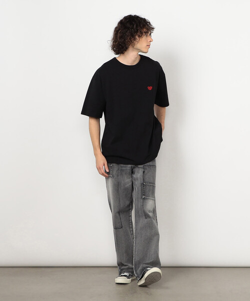 Purple&Yellow（パープルアンドイエロー）の「ハートロゴ刺繍 半袖Tシャツ（Tシャツ/カットソー・メンズ・ホワイト/ブラック・MEDIUM/LARGE）」の15枚目の写真