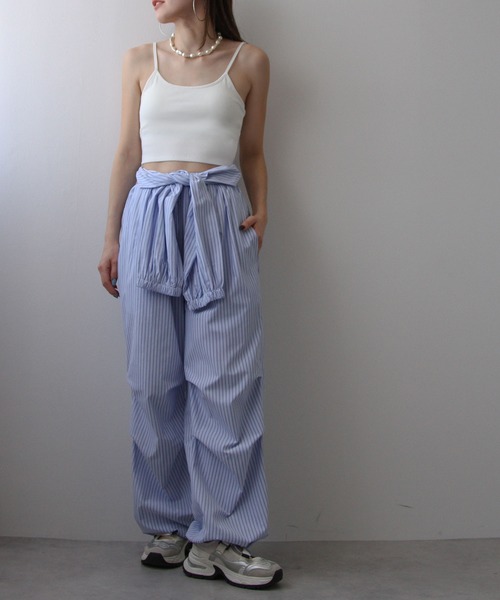 bohmal(ボマール)の「【接触冷感】【UVカット】【抗菌防臭】バンブーカップ付きクロップド丈キャミソール(キャミソール・レディース・ホワイト/ブラック・FREE)」の3枚目の写真