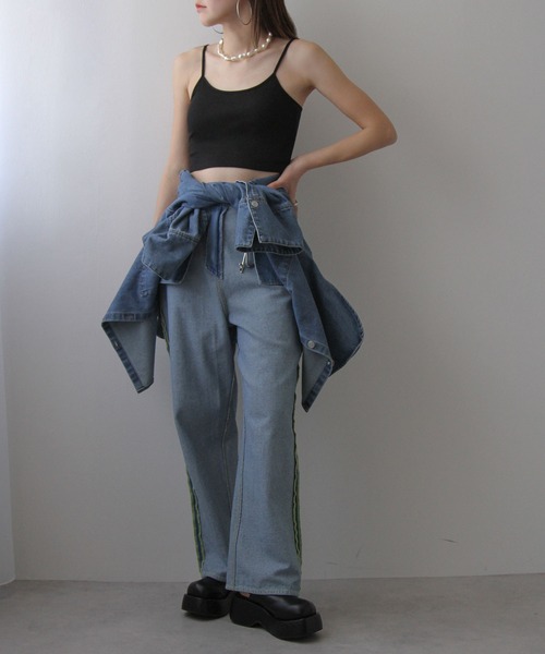 bohmal(ボマール)の「【接触冷感】【UVカット】【抗菌防臭】バンブーカップ付きクロップド丈キャミソール(キャミソール・レディース・ホワイト/ブラック・FREE)」の9枚目の写真