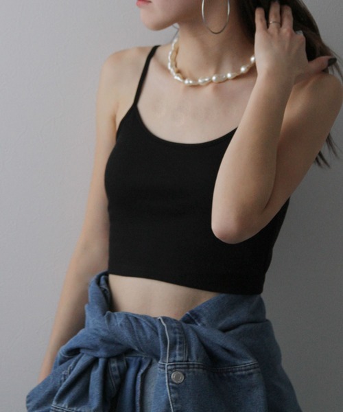 bohmal(ボマール)の「【接触冷感】【UVカット】【抗菌防臭】バンブーカップ付きクロップド丈キャミソール(キャミソール・レディース・ホワイト/ブラック・FREE)」の12枚目の写真