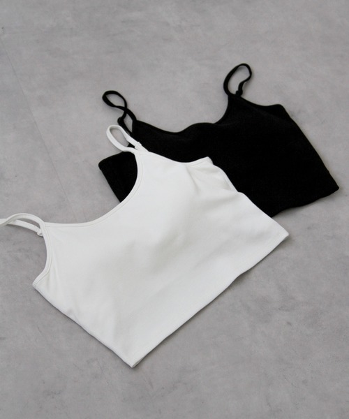 bohmal(ボマール)の「【接触冷感】【UVカット】【抗菌防臭】バンブーカップ付きクロップド丈キャミソール(キャミソール・レディース・ホワイト/ブラック・FREE)」の14枚目の写真