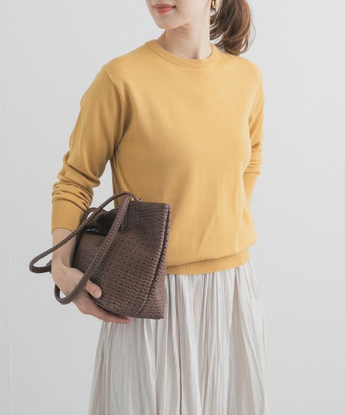 URBAN RESEARCH DOORS（アーバンリサーチドアーズ）の「オーガニックコットンクルーネックプルオーバー（ニット/セーター・レディース・オフホワイト/ブルー/イエロー・FREE）」の2枚目の写真