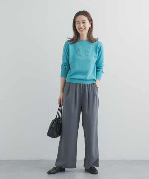 URBAN RESEARCH DOORS（アーバンリサーチドアーズ）の「オーガニックコットンクルーネックプルオーバー（ニット/セーター・レディース・オフホワイト/ブルー/イエロー・FREE）」の4枚目の写真