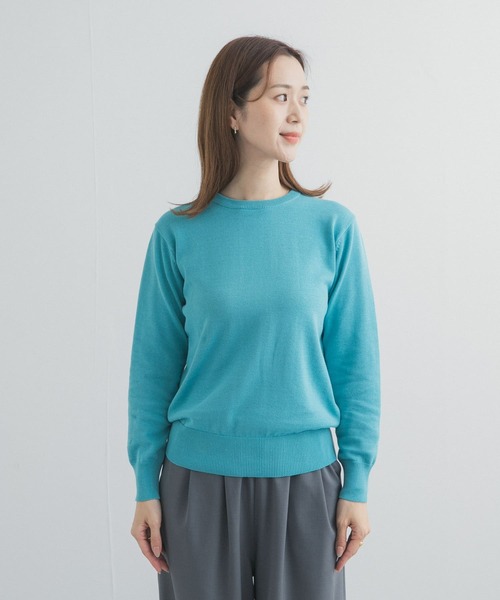 URBAN RESEARCH DOORS（アーバンリサーチドアーズ）の「オーガニックコットンクルーネックプルオーバー（ニット/セーター・レディース・オフホワイト/ブルー/イエロー・FREE）」の5枚目の写真