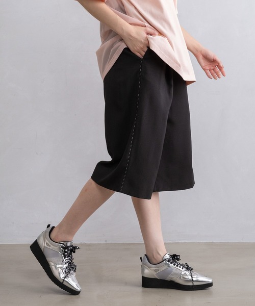 MARECHAL TERRE（マルシャルテル）の「ハーフギャザーパンツ（その他パンツ・レディース・ベージュ/ブラック/ライトカーキ/グレー・MEDIUM）」の2枚目の写真