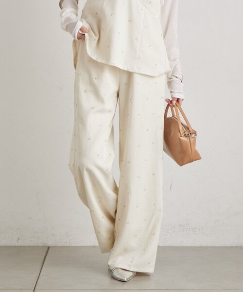 mystic（ミスティック）の「ビージーフラワースラックス（その他パンツ・レディース・ブラック/ブルー/アイボリー・1/2）」の2枚目の写真