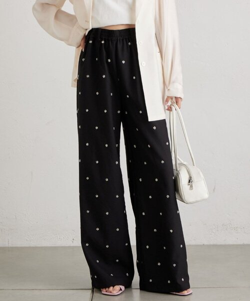 mystic（ミスティック）の「ビージーフラワースラックス（その他パンツ・レディース・ブラック/ブルー/アイボリー・1/2）」の3枚目の写真