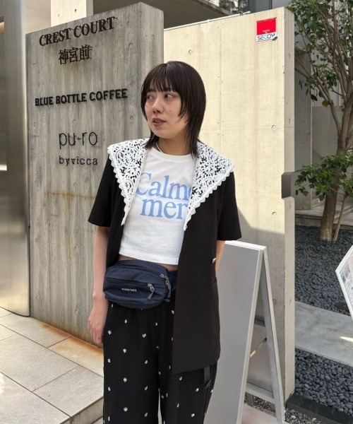 mystic（ミスティック）の「《3サイズ展開/SET UPスタイルにも◎》ビージーフラワースラックス（スラックス・レディース・ブラック/ブルー/アイボリー・1/2/0）」の15枚目の写真