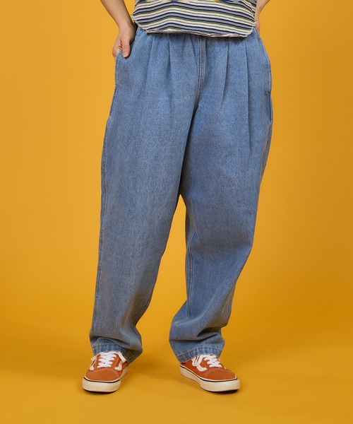 BURLAP OUTFITTER（バーラップアウトフィッター）の「BURLAP OUTFITTER 【バーラップアウトフィッター】 - QD DENIM TRACK PANT（デニムパンツ・メンズ・Black/ライトインディゴブルー・MEDIUM/LARGE/X-LARGE）」の2枚目の写真