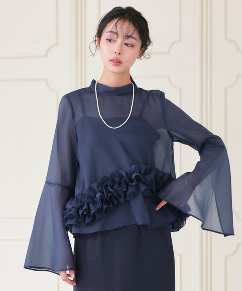 RUIRUE BOUTIQUE(ルイルエブティック)の「オケージョン 結婚式ドレス | シアーオーガンジー トップス & ストレッチ キャミドレス | ワンピース・パーティードレス・オケージョンドレス・お呼ばれドレス・セレモニードレス(ドレス・レディース・ブルー/ブラック/ネイビー・L/M/S)」の18枚目の写真