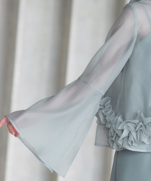 RUIRUE BOUTIQUE(ルイルエブティック)の「オケージョン 結婚式ドレス | シアーオーガンジー トップス & ストレッチ キャミドレス | ワンピース・パーティードレス・オケージョンドレス・お呼ばれドレス・セレモニードレス(ドレス・レディース・ブルー/ブラック/ネイビー・L/M/S)」の21枚目の写真