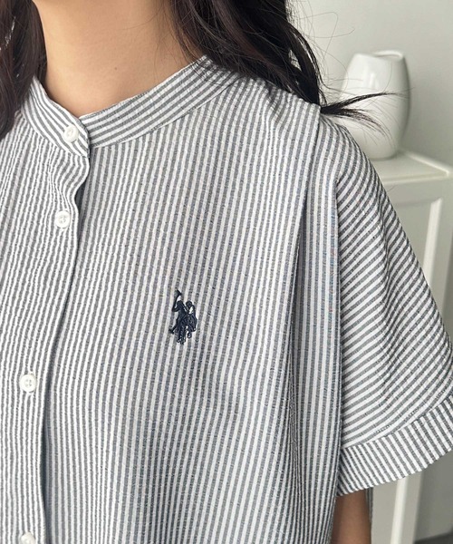 U.S. POLO ASSN.(ユーエスポロアッスン)の「GeeRA別注【U.S. POLO ASSN.】ポコポコ素材フレンチスリーブワンポイント刺繍シャツ(シャツ/ブラウス・レディース・ブラック/オフホワイト/ネイビー・MEDIUM/LARGE/X-LARGE)」の19枚目の写真