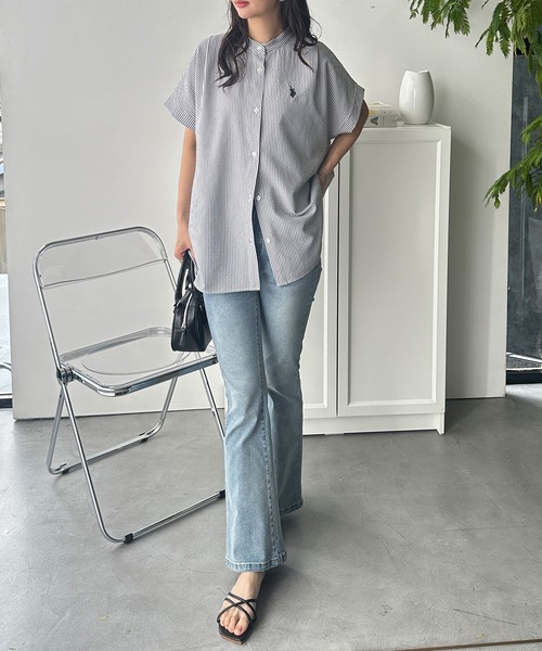 U.S. POLO ASSN.(ユーエスポロアッスン)の「GeeRA別注【U.S. POLO ASSN.】ポコポコ素材フレンチスリーブワンポイント刺繍シャツ(シャツ/ブラウス・レディース・ブラック/オフホワイト/ネイビー・MEDIUM/LARGE/X-LARGE)」の17枚目の写真