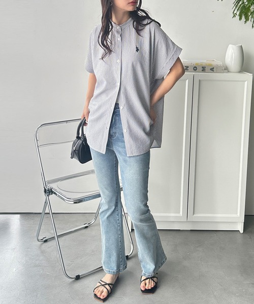 U.S. POLO ASSN.(ユーエスポロアッスン)の「GeeRA別注【U.S. POLO ASSN.】ポコポコ素材フレンチスリーブワンポイント刺繍シャツ(シャツ/ブラウス・レディース・ブラック/オフホワイト/ネイビー・MEDIUM/LARGE/X-LARGE)」の18枚目の写真