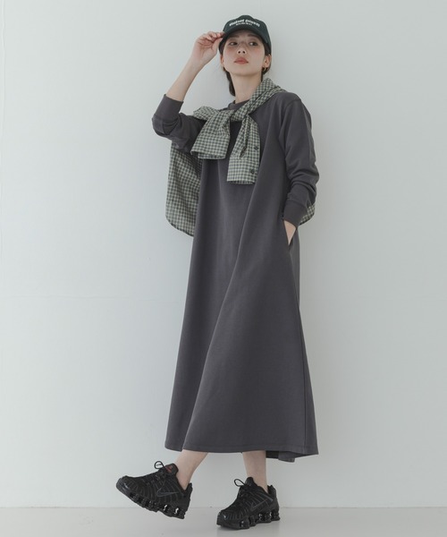 URBAN RESEARCH Sonny Label（アーバンリサーチサニーレーベル）の「『WEB限定』裏毛Aラインワンピース（ワンピース・レディース・チャコールグレー/ブラック・FREE）」の6枚目の写真