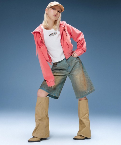X-girl(エックスガール)の「WAXED DENIM SHORTS(デニムパンツ・レディース・ブラック/ライトインディゴブルー・S/M)」の10枚目の写真