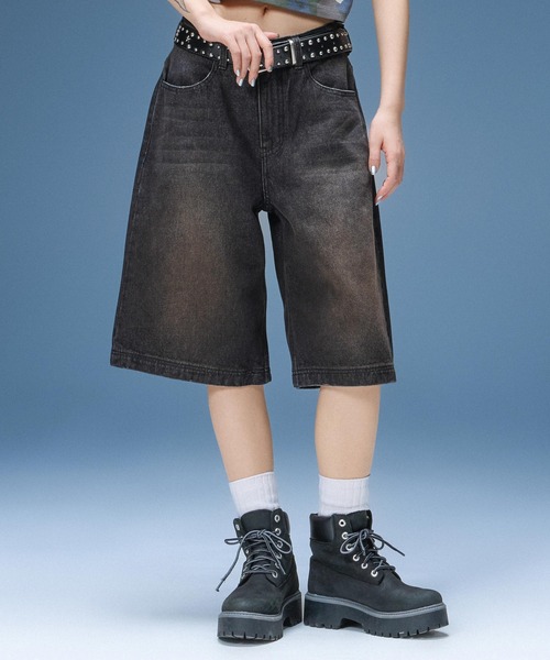 X-girl(エックスガール)の「WAXED DENIM SHORTS(デニムパンツ・レディース・ブラック/ライトインディゴブルー・S/M)」の11枚目の写真