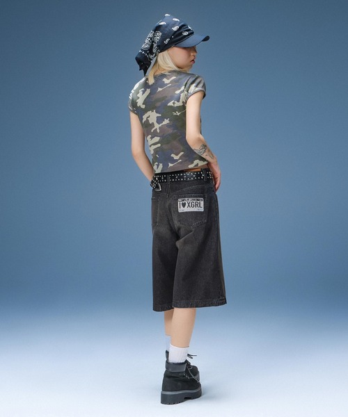 X-girl(エックスガール)の「WAXED DENIM SHORTS(デニムパンツ・レディース・ブラック/ライトインディゴブルー・S/M)」の15枚目の写真