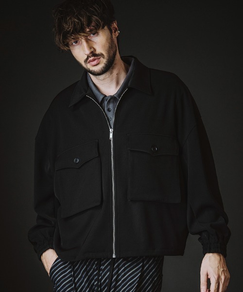 NO ID.(ノーアイディ)の「mj11424-WポケットZIP-BLZ ジップブルゾン(858006-424B)(ブルゾン・メンズ・ブラック/ストライプ・ONE SIZE)」の1枚目の写真