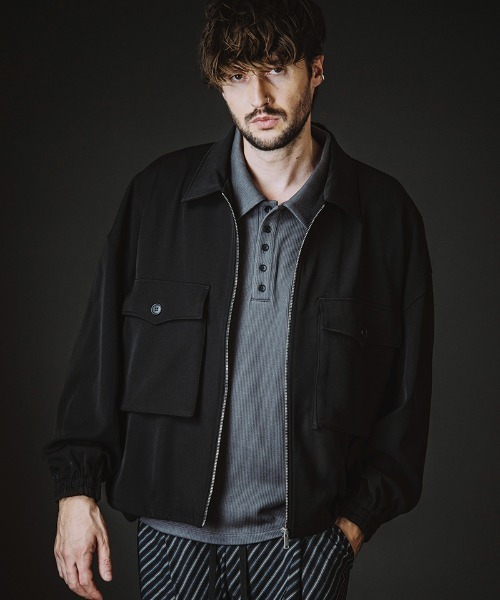 NO ID.(ノーアイディ)の「mj11424-WポケットZIP-BLZ ジップブルゾン(858006-424B)(ブルゾン・メンズ・ブラック/ストライプ・ONE SIZE)」の3枚目の写真