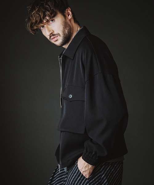 NO ID.(ノーアイディ)の「mj11424-WポケットZIP-BLZ ジップブルゾン(858006-424B)(ブルゾン・メンズ・ブラック/ストライプ・ONE SIZE)」の4枚目の写真