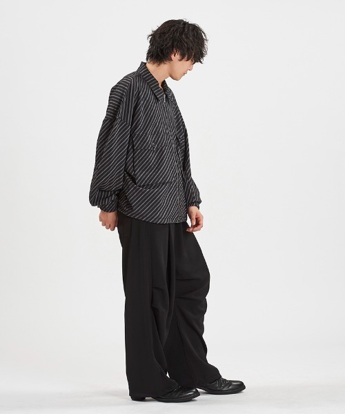 NO ID.(ノーアイディ)の「mj11424-WポケットZIP-BLZ ジップブルゾン(858006-424B)(ブルゾン・メンズ・ブラック/ストライプ・ONE SIZE)」の17枚目の写真