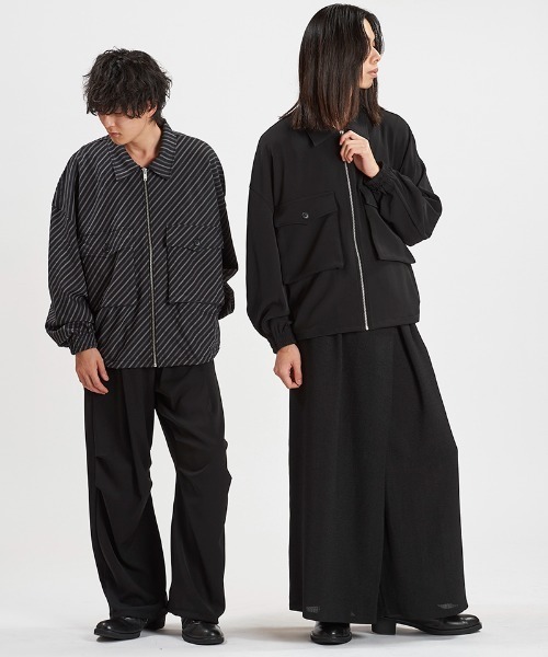NO ID.(ノーアイディ)の「mj11424-WポケットZIP-BLZ ジップブルゾン(858006-424B)(ブルゾン・メンズ・ブラック/ストライプ・ONE SIZE)」の21枚目の写真
