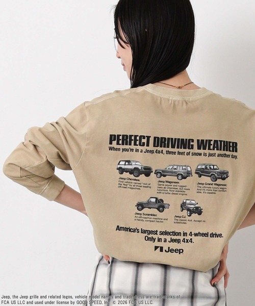 GOOD ROCK SPEED(グッドロックスピード)の「JeepバックトラックTシャツ(Tシャツ/カットソー・レディース・ライトベージュ・FREE)」の1枚目の写真